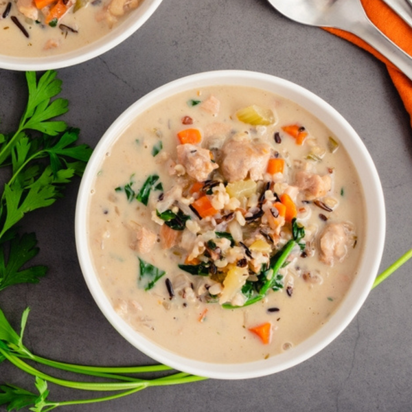 Crockpot Chicken Wild Rice and Orzo Soup