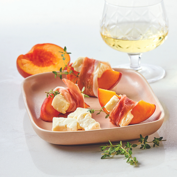 Cheese Curd, Peach, Prosciutto Appetizer