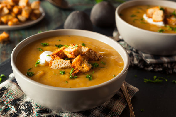 Autumn Squash Soup with Cheesy Croutons