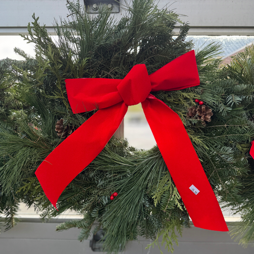 18" Wreath with Red Ribbon